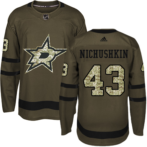 Adidas Stars #43 Valeri Nichushkin Green Salute to Service Stitched NHL Jersey - Click Image to Close